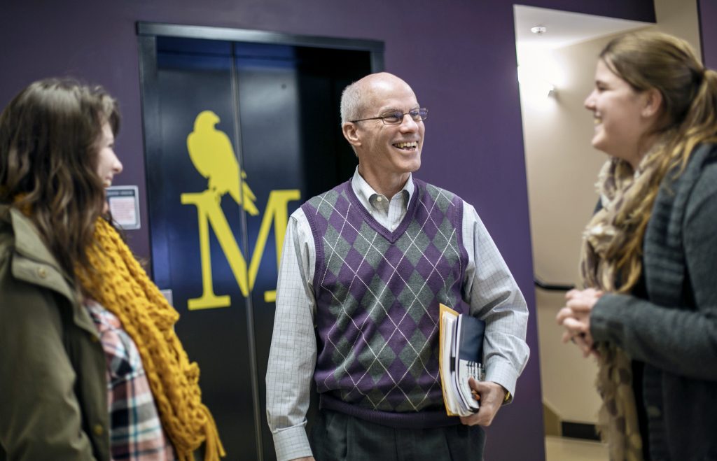 Dr. Jim Day HIST and students in Fallin Hall