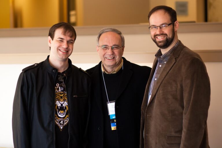 Tom-Walker-center-recipient-of-the-BSS Alumnus Award with sons and fellow BSS alums Jeff and Matt